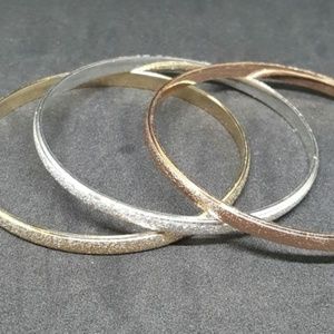 18K Tri Color Gold Plated Bangle Set Size 2.8